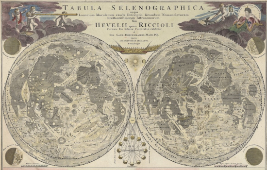Illustration : gravure d'une carte de la face visible de lune