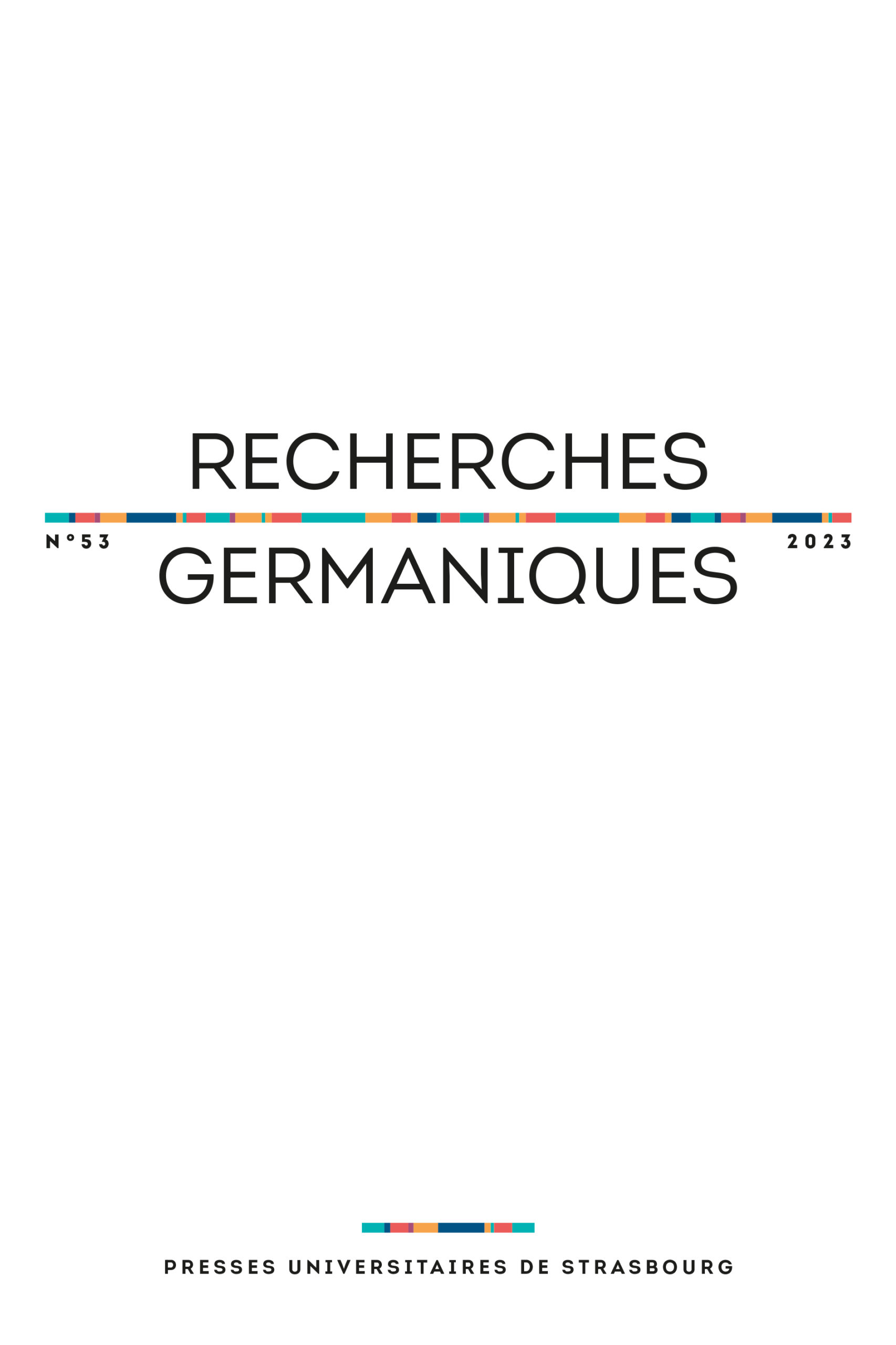 Nouveau numéro de "Recherches Germaniques"
